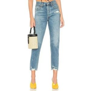AGOLDE Jamie Distressed High Rise Cropped Jeans Size 28